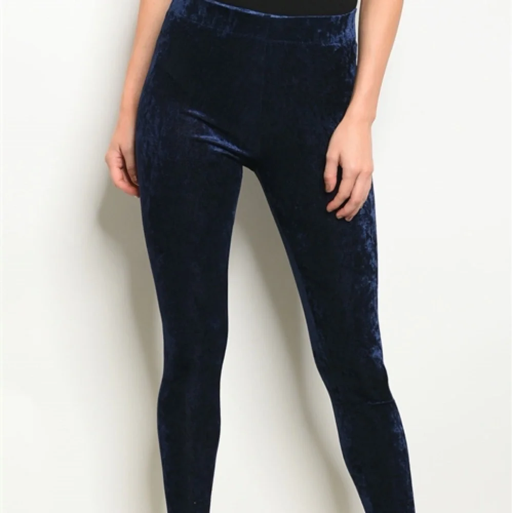 NAVY VELVET LEGGING - Picture 2 of 4